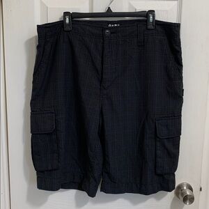 Black Plaid Cargo Shorts